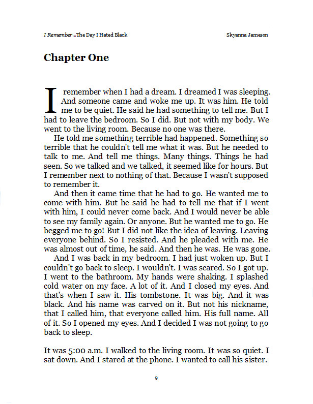 chapter one page sample of e-book, I Remember...The Day I Hated Black